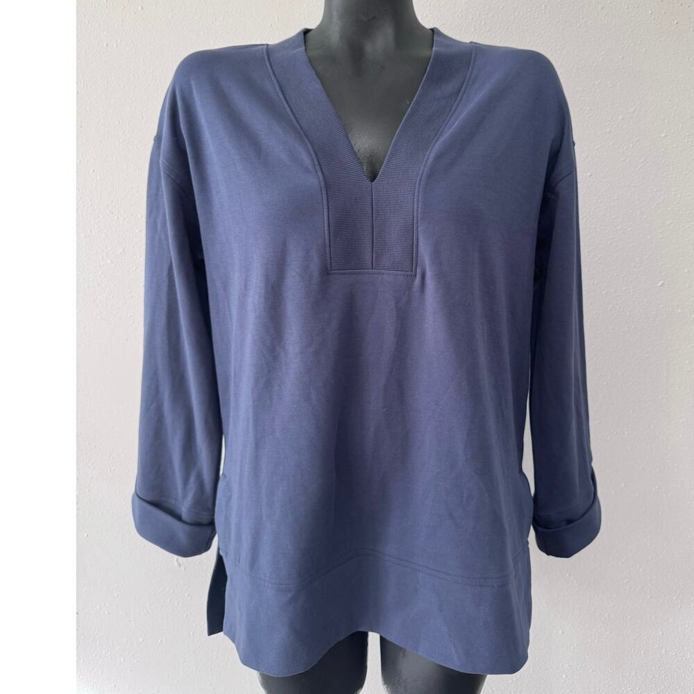 Haven Well Within Popover‎ Top Sz S Oversize Organic Cotton Fold Cuff Athleisure